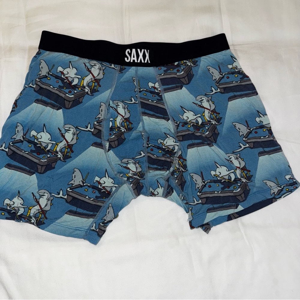 Saxx Ultra Boxer Brief, Soft with FLy, 5" inseam size medium poolshark Blue